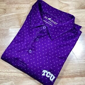 Mens HL Horn Legend TCU Horned Frogs Short Sleeve Performance Golf Polo- XL